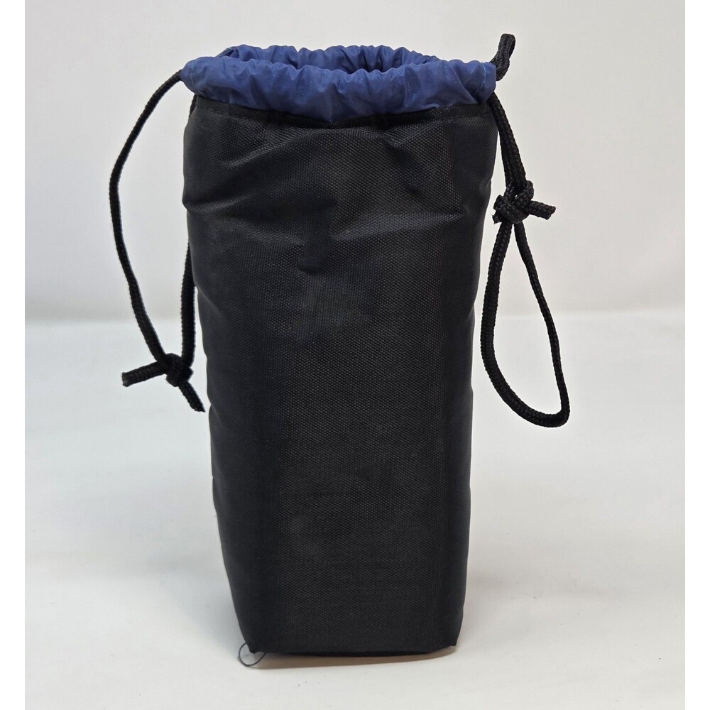 Camera Lens Drawstring Pouch‎ Bag Large Black Nylon Blue Lined 8.5" Protective